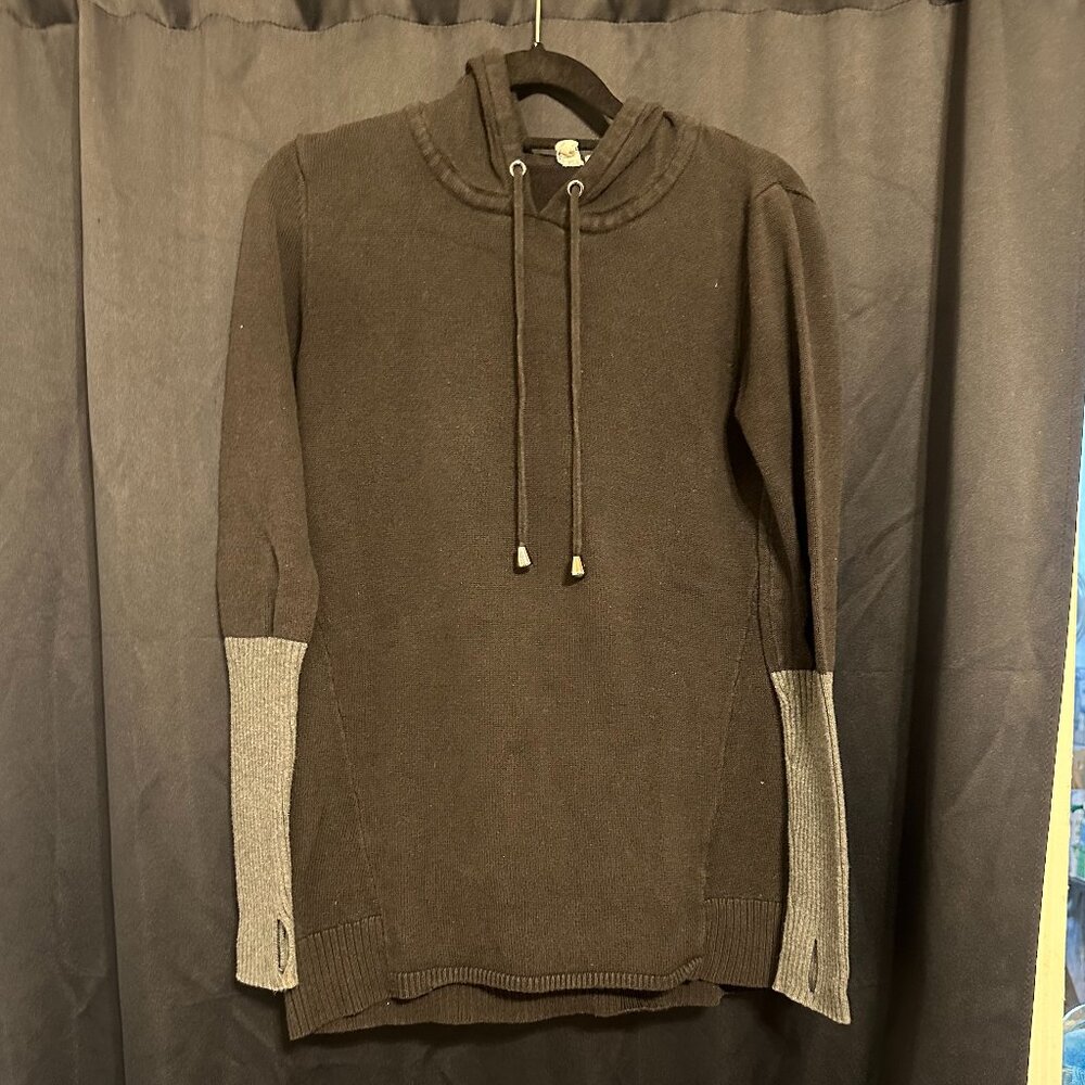 Cable & Gauge Black and Grey Hooded Pullover Sweater - L
